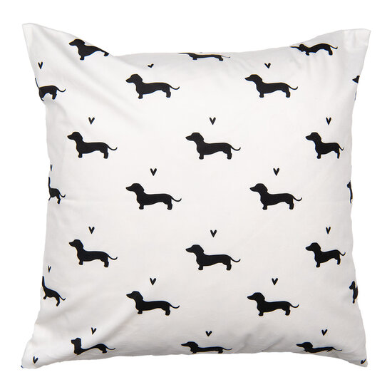 Clayre & Eef | Kussenhoes Wit Zwart 45x45 cm | PWS22