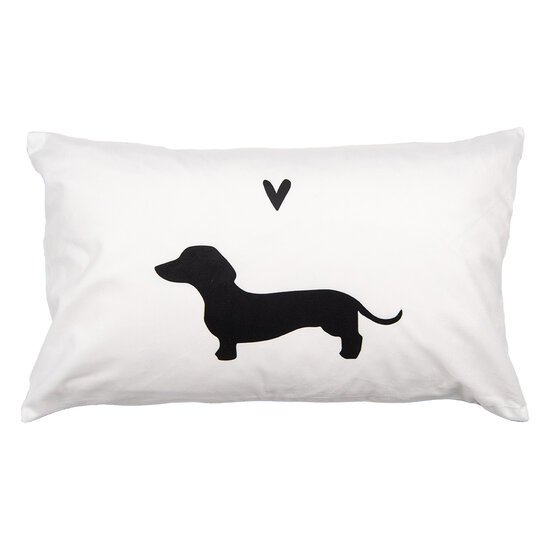 Clayre & Eef | Kussenhoes Wit Zwart 30x50 cm | PWS36-2