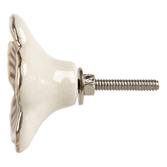 Clayre & Eef | Deurknop Beige Bruin ø 5x3 cm / S3 cm | 66056