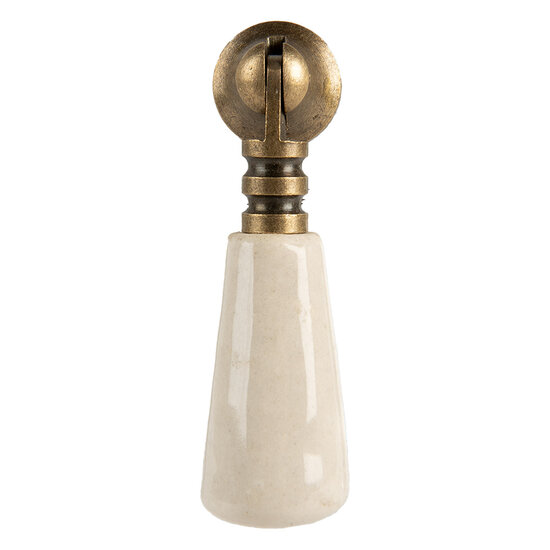 Clayre & Eef | Deurknop Beige Bruin 2x2x7 cm / S2 cm | 66057