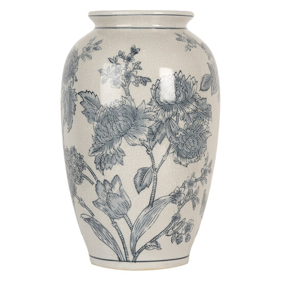 Clayre & Eef | Vaas Wit Blauw ø 17x27 cm | 6CE2074