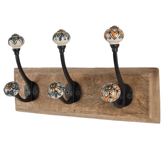 Clayre & Eef | Wandkapstok 3 haken Bruin 31x10x16 cm | 6H2394