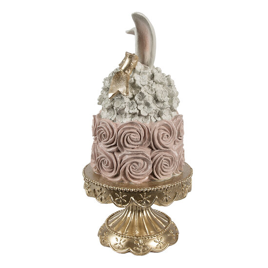 Clayre & Eef | Decoratie taart Wit Roze Goudkleurig ø 17x35 cm | 6PR5228