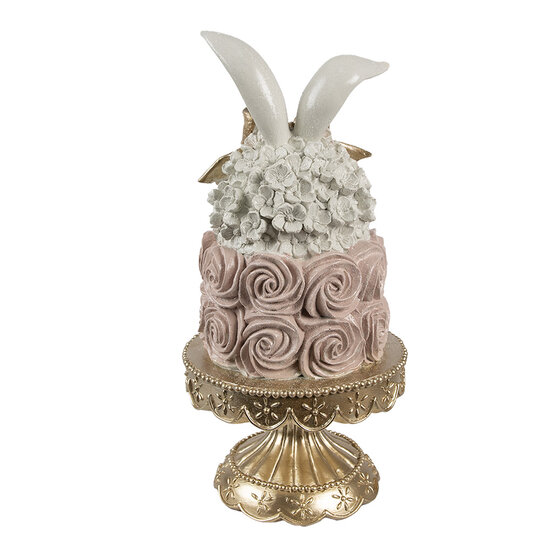 Clayre & Eef | Decoratie taart Wit Roze Goudkleurig ø 17x35 cm | 6PR5228