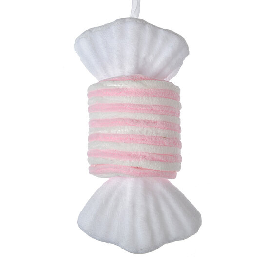 Clayre & Eef | Kerstdecoratie Hanger Snoepje Wit Roze 11x8x20 cm | 66111P