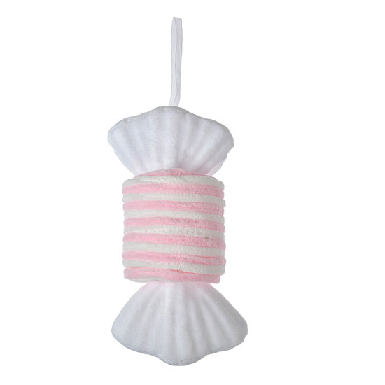 Clayre & Eef | Kerstdecoratie Hanger Snoepje Wit Roze 11x8x20 cm | 66111P