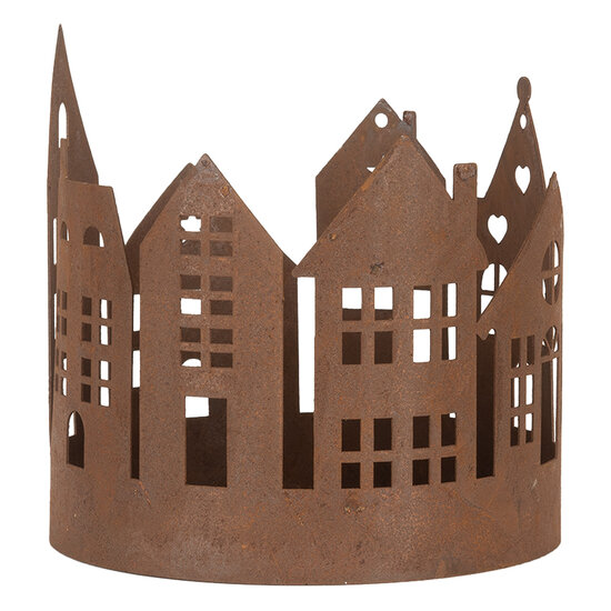 Clayre & Eef | Decoratie Huisjes (set van 3) Bruin ø 15x15 / ø 11x12 / ø 10x10 cm | 6Y5784