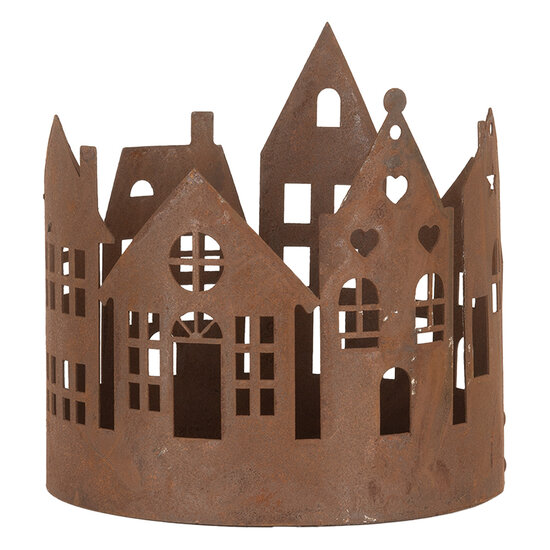 Clayre & Eef | Decoratie Huisjes (set van 3) Bruin ø 15x15 / ø 11x12 / ø 10x10 cm | 6Y5784