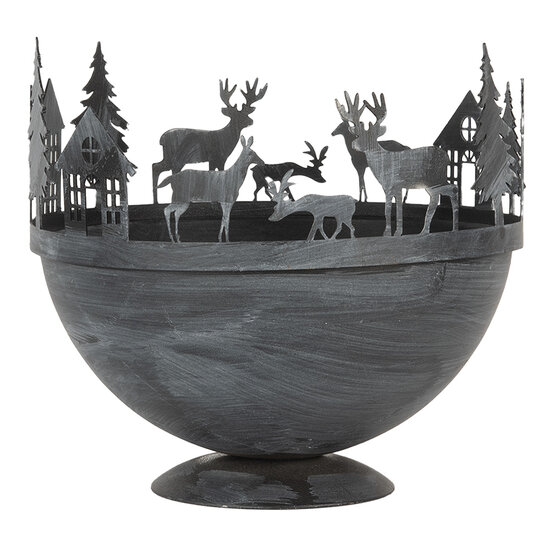 Clayre & Eef | Decoratie schaal (set van 2) Grijs ø 19x17 / ø 13x14 cm | 6Y5787