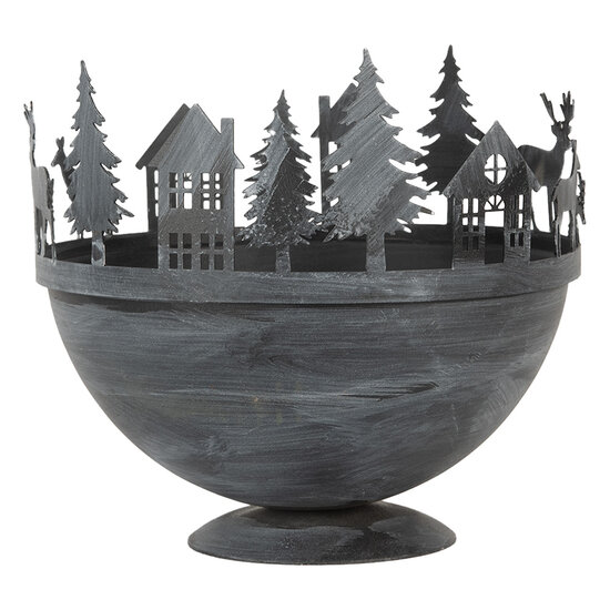 Clayre & Eef | Decoratie schaal (set van 2) Grijs ø 19x17 / ø 13x14 cm | 6Y5787