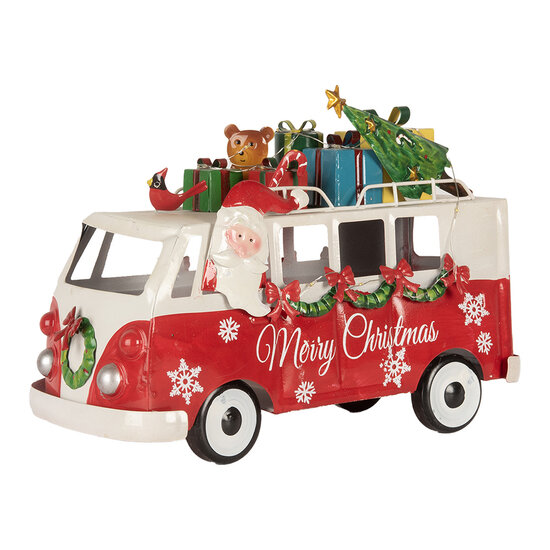Clayre &amp; Eef | Decoratie Bus met LED Rood Wit 31x15x21 cm / 2xAA | 6Y5855