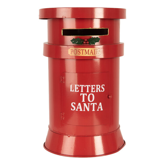 Clayre &amp; Eef | Brievenbus Rood Wit &oslash; 24x38 cm | 6Y5856