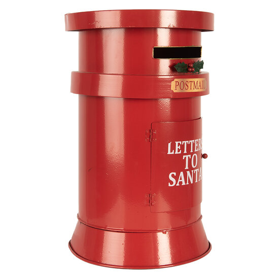 Clayre &amp; Eef | Brievenbus Rood Wit &oslash; 24x38 cm | 6Y5856