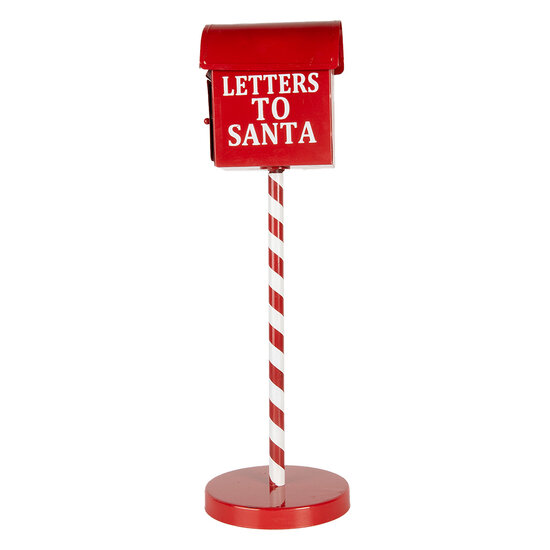 Clayre & Eef | Brievenbus Rood Wit ø 15x50 cm | 6Y5858