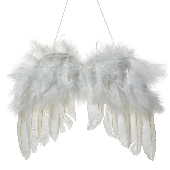 Clayre & Eef | Hanger Vleugels Wit 20x1x16 cm | 66135