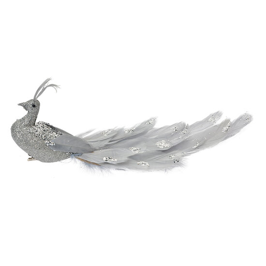Clayre & Eef | Decoratie Vogel Zilverkleurig Grijs 30x9x9 cm | 66143