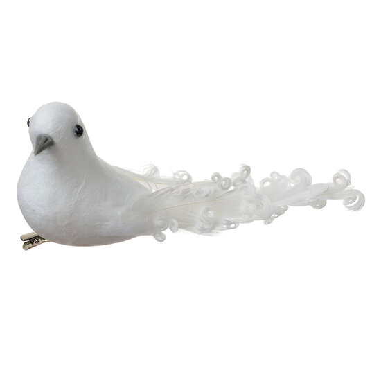 Clayre & Eef | Decoratie Vogel (Set van 2) Wit 19x9x10 cm | 66144