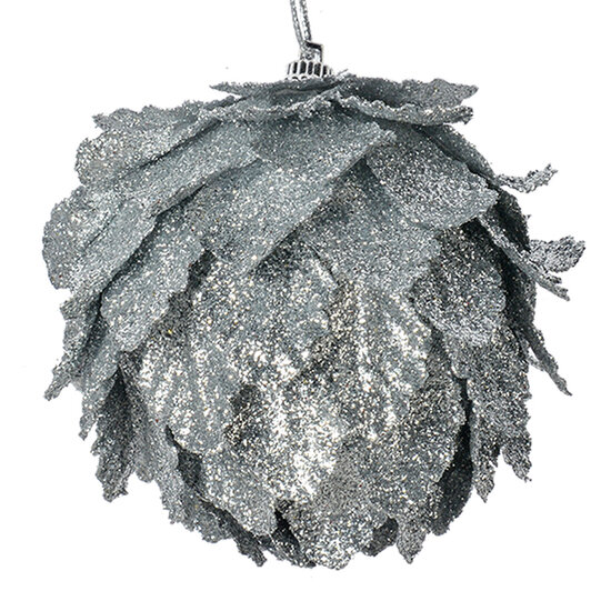 Clayre & Eef | Kerstdecoratie Bloem (set 3) Zilverkleurig ø 8x8 cm | 66172ZI