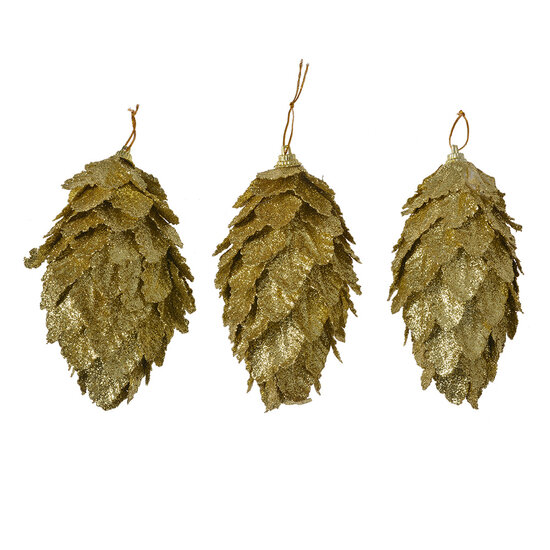 Clayre & Eef | Kerstdecoratie Bloem (set 3) Goudkleurig ø 7x13 cm | 66173GO