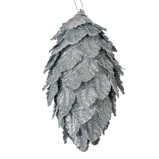 Clayre & Eef | Kerstdecoratie Bloem (set 3) Zilverkleurig ø 7x13 cm | 66173ZI
