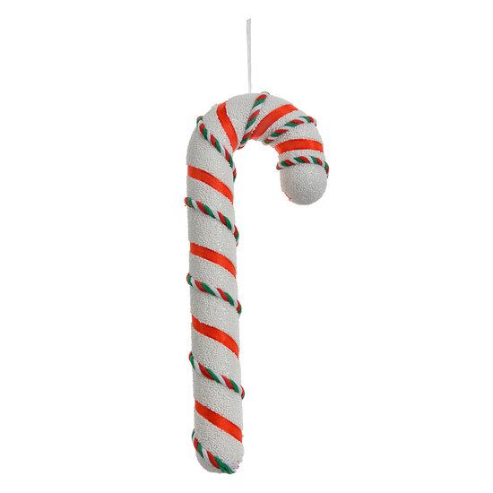 Clayre & Eef | Decoratie hanger Zuurstok Wit Rood 10x3x26 cm | 66183