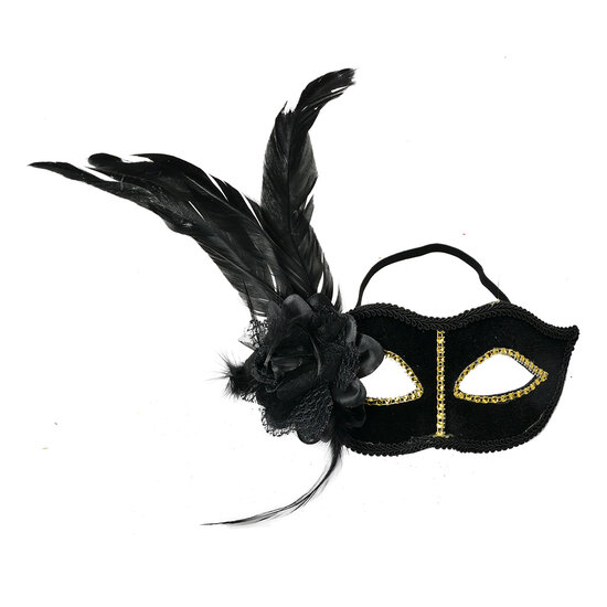 Clayre & Eef | Masker Zwart Goudkleurig 22x9x21 cm | 66189