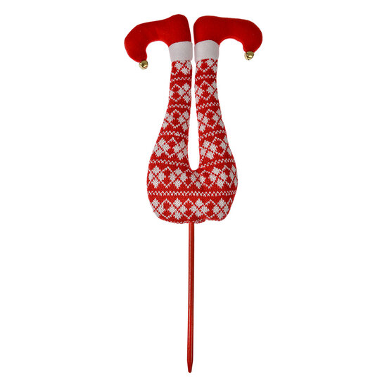 Clayre & Eef | Decoratie Kerst Elfenbenen Rood Wit 19x4x50 cm | 66193