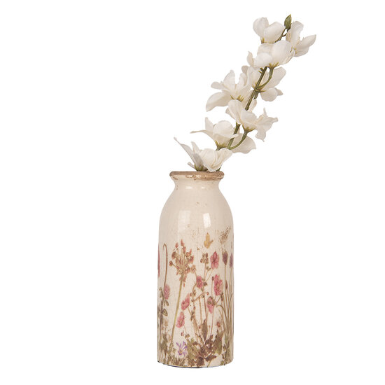 Clayre & Eef | Vaas Beige Roze ø 8x20 cm | 6CE2029