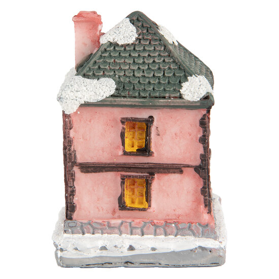 Clayre & Eef | Decoratie Huisje met LED Roze Grijs 4x5x6 cm | 6PR5734