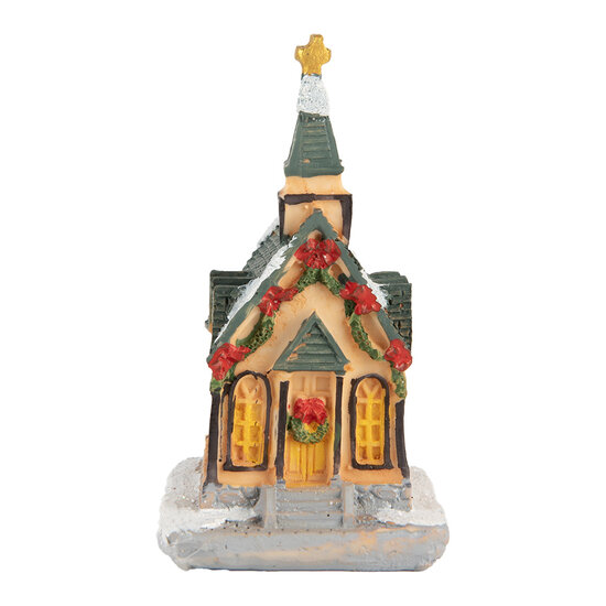 Clayre & Eef | Decoratie Huisje met LED Oranje Groen 6x5x9 cm | 6PR5736
