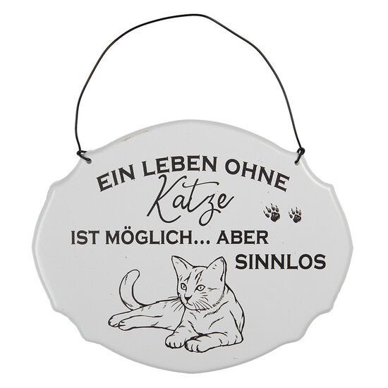 Clayre & Eef | Tekstbord Wit Zwart 18x1x15 cm | 6Y5685