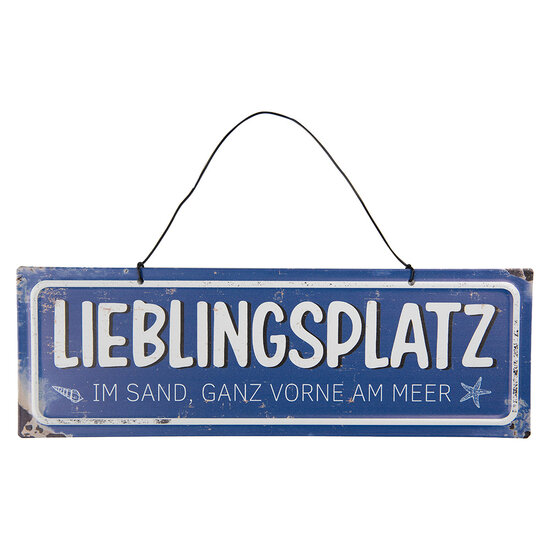 Clayre & Eef | Tekstbord Blauw Wit 30x1x10 cm | 6Y5690
