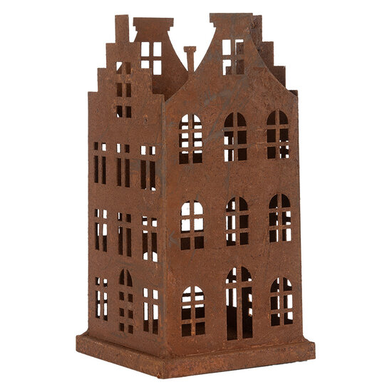 Clayre & Eef | Decoratie Huis (set van 2) Bruin 11x11x21 / 8x8x16 cm | 6Y5775