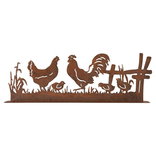 Clayre & Eef | Decoratie Kip met Haan Bruin 41x5x14 cm | 6Y5778