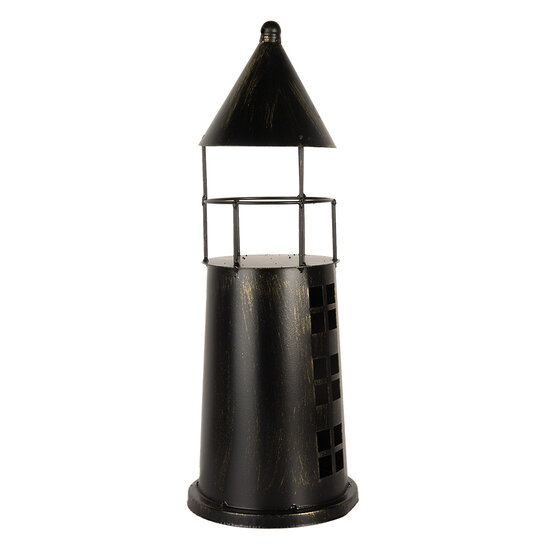 Clayre & Eef | Decoratie Vuurtoren Zwart ø 16x45 cm | 6Y5790