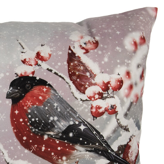 Clayre & Eef | Kussenhoes Grijs Rood 45x45 cm | KT021.413