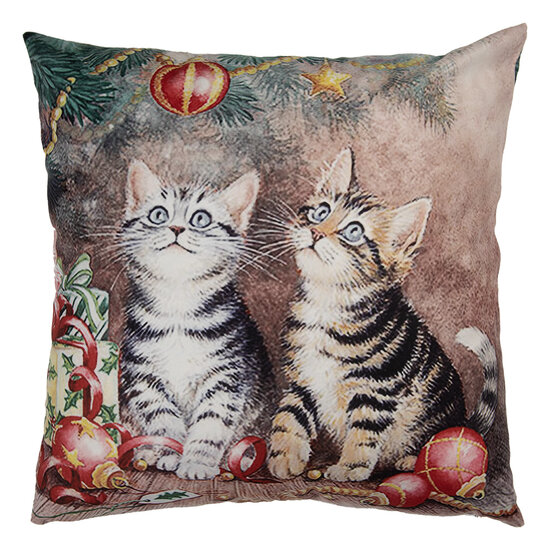 Clayre & Eef | Kussenhoes Bruin Rood 45x45 cm | KT021.417