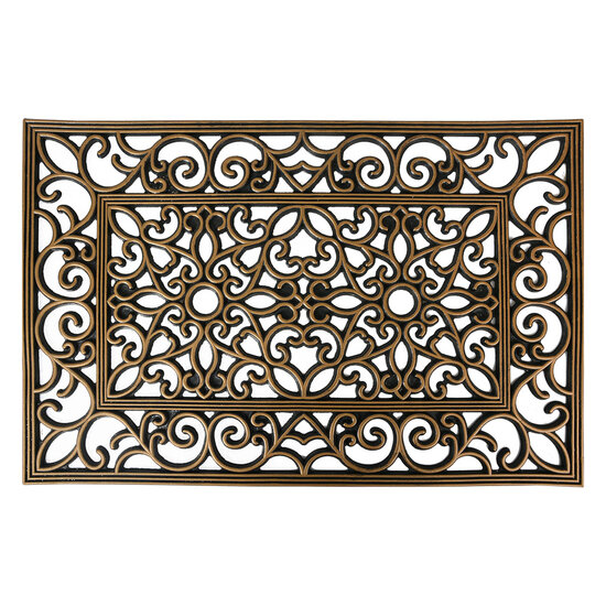 Clayre & Eef | Deurmat Binnen Zwart Goudkleurig 60x40x1 cm | MC271