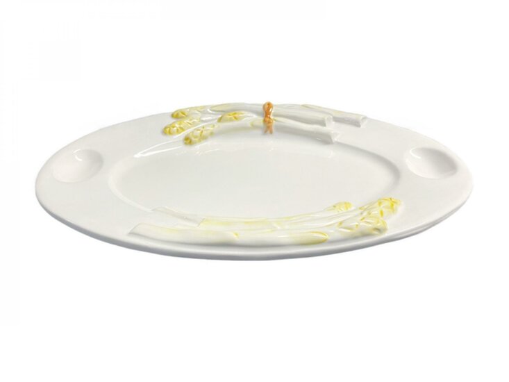 Ovale schaal asperges wit geel met 2 eigaten 36 x 26 cm | AL015 | Piccobella