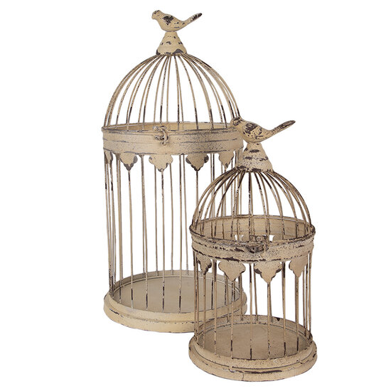 Clayre & Eef | Vogelkooi Decoratie Set van 2 Bruin Beige ø 32x60 / ø 23x40 cm | 5Y1283