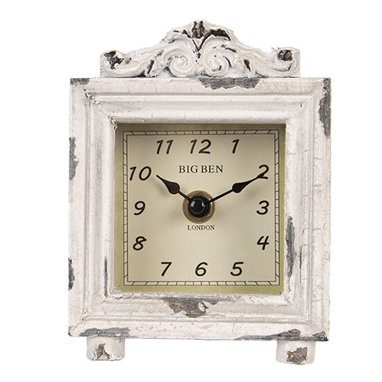 Clayre & Eef | Tafelklok Grijs Beige 10x6x14 cm / 1xAA | 6KL0832