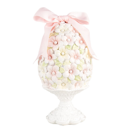 Clayre & Eef | Decoratie Beeld Ei Roze Wit ø 10x20 cm | 6PR5145