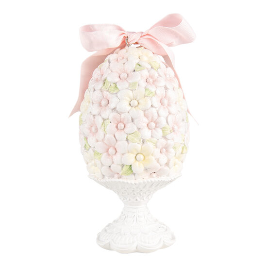 Clayre & Eef | Decoratie Beeld Ei Roze Wit ø 10x20 cm | 6PR5145