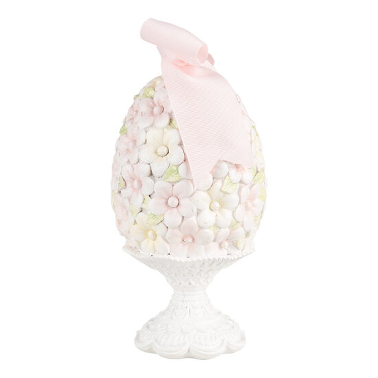 Clayre & Eef | Decoratie Beeld Ei Roze Wit ø 10x20 cm | 6PR5145