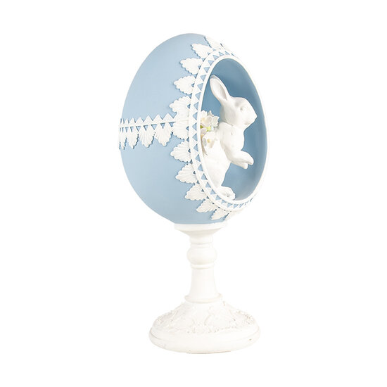 Clayre & Eef | Decoratie Beeld Ei Blauw Wit 11x9x21 cm | 6PR5146