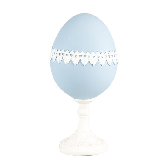 Clayre & Eef | Decoratie Beeld Ei Blauw Wit 11x9x21 cm | 6PR5146