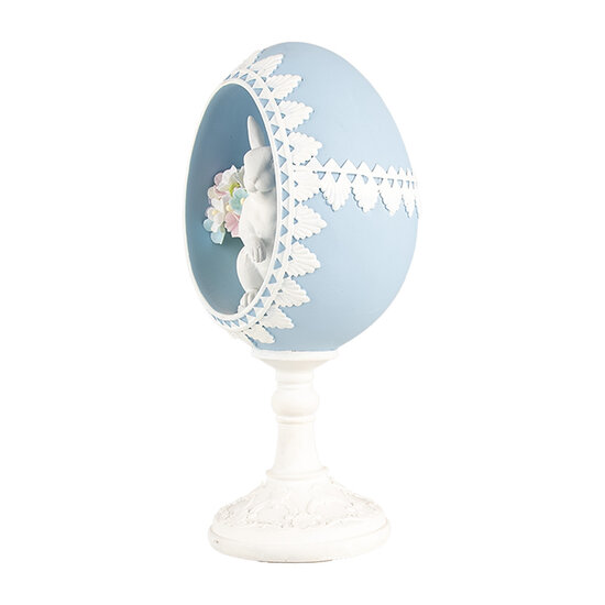 Clayre & Eef | Decoratie Beeld Ei Blauw Wit 11x9x21 cm | 6PR5146