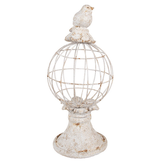 Clayre & Eef | Decoratie beeld Vogel Grijs Ø 20x44 cm | 6PR5151