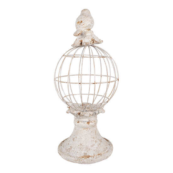 Clayre & Eef | Decoratie beeld Vogel Grijs Ø 20x44 cm | 6PR5151