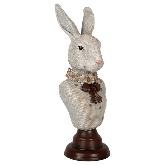 Clayre & Eef | Decoratie Beeld Konijn Grijs Bruin 13x12x39 cm | 6PR5362